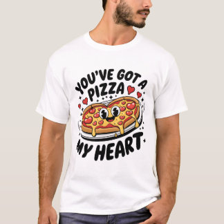 Je hebt een T-shirt voor Pizza My Heart Funny Food