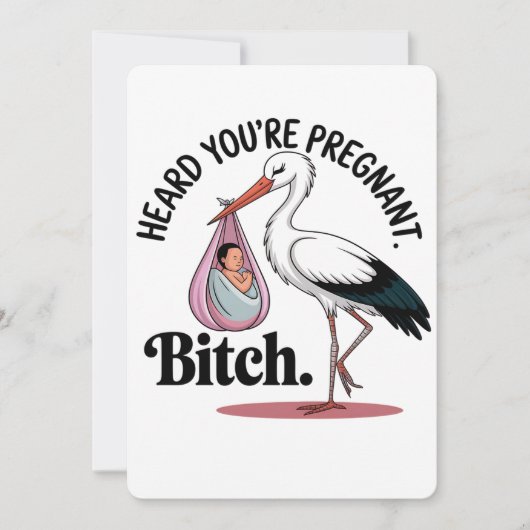 Je hebt gehoord Je bent zwanger Funny Stork Zwange Kaart (Voorkant)