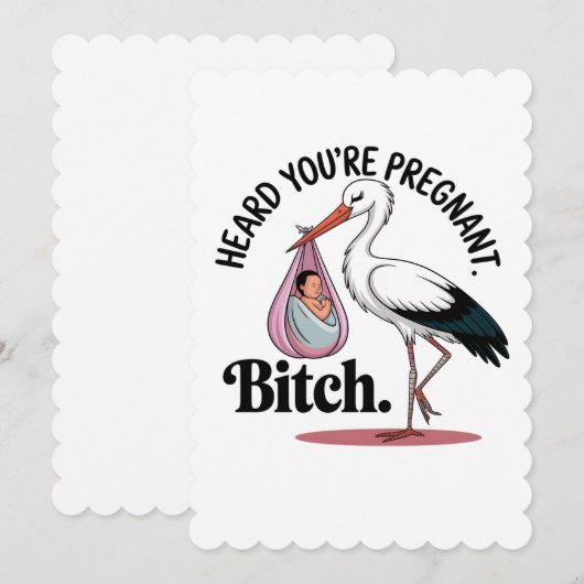 Je hebt gehoord Je bent zwanger Funny Stork Zwange Kaart (Voorkant / Achterkant)