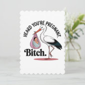 Je hebt gehoord Je bent zwanger Funny Stork Zwange Kaart (Staand voorkant)