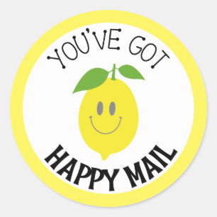 Je hebt Happy Mail Lemon Yellow Round Sticker