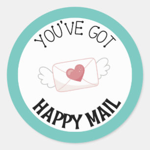 Je hebt Happy Mail Round Sticker Turquoise