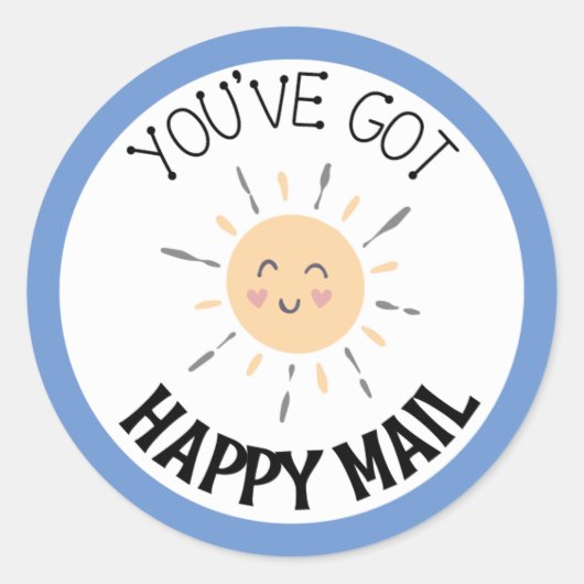 Je hebt Happy Mail Sun Smile Sticker Round (Voorkant)