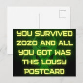 Je hebt het 2020 grappige nieuwjaar overleefd briefkaart (Voorkant / Achterkant)