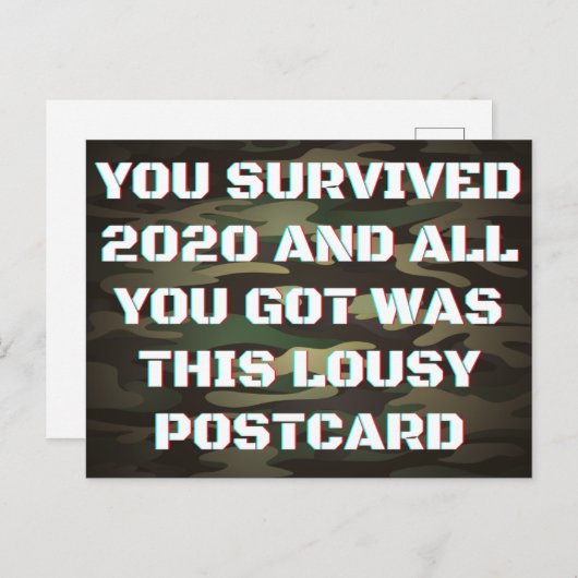 Je hebt het 2020 grappige nieuwjaar overleefd briefkaart (Voorkant / Achterkant)