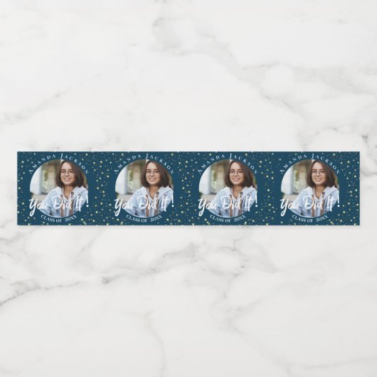 Je hebt het blauwe fotoklasse van 2023 Afstuderen  Waterfles Etiket (Enkel label)