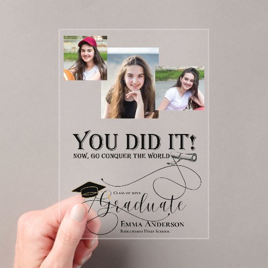 Je hebt het gedaan Acrylic Multi Photo Afstudeerde Acryl Uitnodigingen (Insitu (Draagbaar))