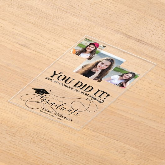 Je hebt het gedaan Acrylic Multi Photo Afstudeerde Acryl Uitnodigingen (Laagn)