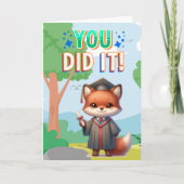 Je hebt het gedaan! Schattige Fox Afstuderen Joy Kaart (Voorkant)