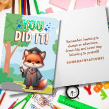 Je hebt het gedaan! Schattige Fox Afstuderen Joy