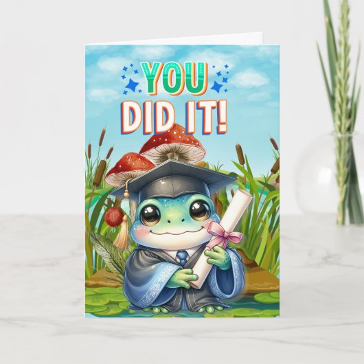 Je hebt het gedaan! Schattige Frog Afstuderen Joy Kaart (Voorkant)