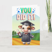 Je hebt het gedaan! Schattigee Koe Afstuderen Joy Kaart (Voorkant)