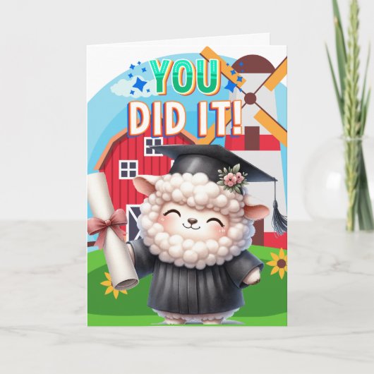 Je hebt het gedaan! Schattigee Sheep Afstuderen Jo Kaart (Voorkant)