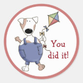 Je hebt het gedaan Schattigee vlieger puppy hond b Ronde Sticker (Voorkant)