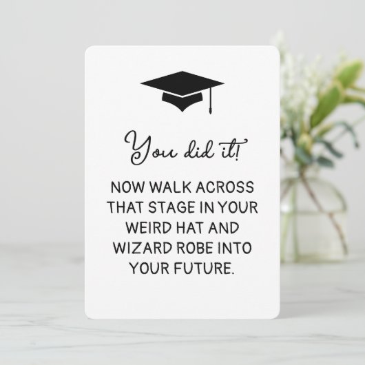 Je hebt het gedaan! Wizard Robe en Pet Grappig Afs Feestdagenkaart (Staand voorkant)