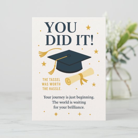 "Je hebt het gehaald!" Afstudeerkaart – Gefelicite Kaart (Staand voorkant)
