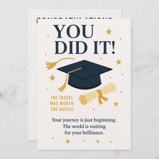 "Je hebt het gehaald!" Afstudeerkaart – Gefelicite Kaart (Voorkant / Achterkant)