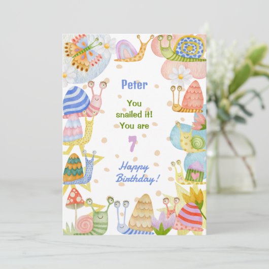 Je hebt het gerookt, waterverf slak blij met je ve kaart (Staand voorkant)