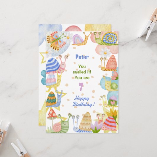 Je hebt het gerookt, waterverf slak blij met je ve kaart (Voorkant / Achterkant in situ)