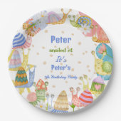 Je hebt het gesluierd, waterverf slak verjaardag papieren bordje (Voorkant)