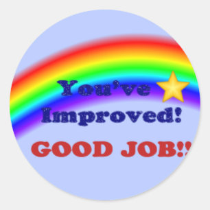 Je hebt het verbeterd! Regenboogsticker, klein Ronde Sticker