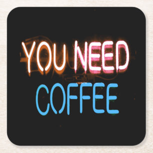 Je hebt koffie nodig, Caffine Neon Sign Kartonnen Onderzetters