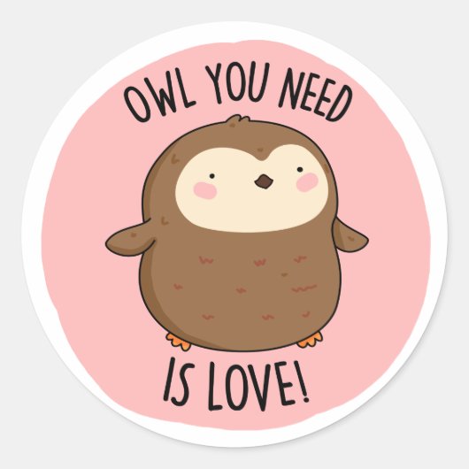 Je hebt liefde nodig, grappige bruine boompun ronde sticker (Voorkant)