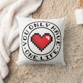 Je hebt maar één leven Pixel Heart-videogame Kussen