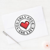 Je hebt maar één leven Pixel Heart-videogame Ronde Sticker (Envelop)