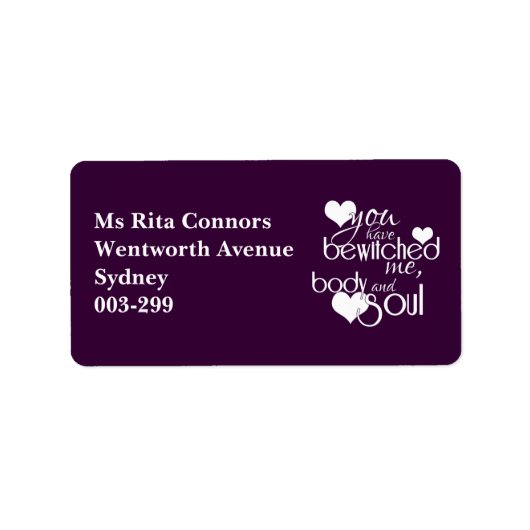 Je hebt me betoverd, lichaam en ziel etiket (Voorkant)