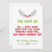 Je hebt me grappige Kerstmis. Feestdagenkaart (Voorkant / Achterkant)