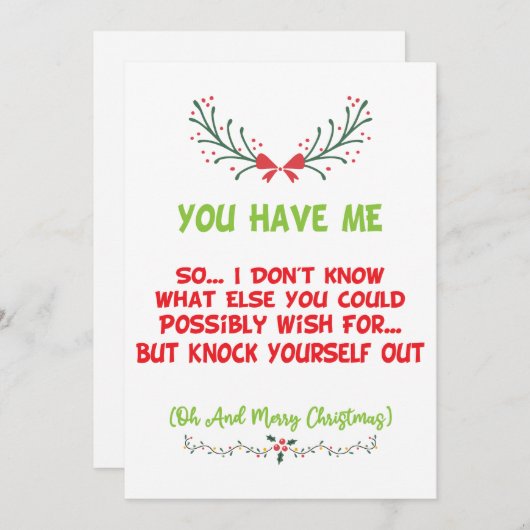Je hebt me grappige Kerstmis. Feestdagenkaart (Voorkant / Achterkant)