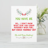 Je hebt me grappige Kerstmis. Feestdagenkaart (Staand voorkant)