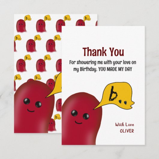 Je hebt mijn dag gemaakt, kinderen van de volgende bedankkaart (Voorkant / Achterkant)