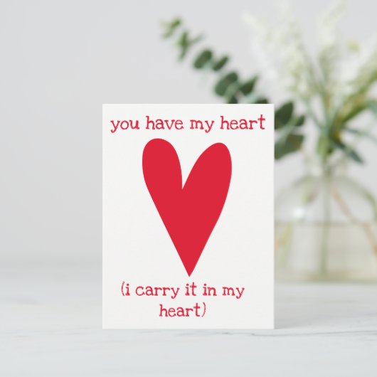 Je hebt mijn hart | Gedicht door E.E. Cummings Briefkaart (Staand voorkant)