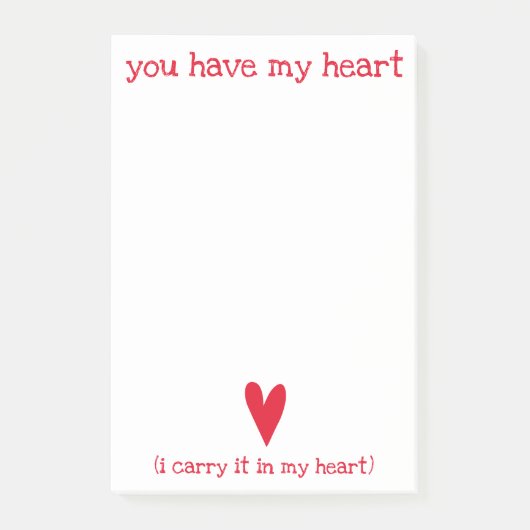 Je hebt mijn hart | Gedicht door E.E. Cummings Post-it® Notes (Voorkant)