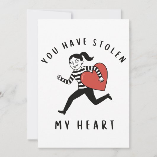 Je hebt mijn hart gestolen Funny dief Valentijn Feestdagenkaart (Voorkant)