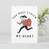 Je hebt mijn hart gestolen Funny dief Valentijn Feestdagenkaart (Staand voorkant)