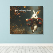 Je hebt mijn hart gestolen, het hart dief konijn canvas afdruk (Insitu (Houten vloer))