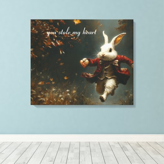 Je hebt mijn hart gestolen, het hart dief konijn canvas afdruk (Insitu (Houten vloer))