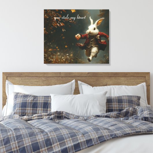 Je hebt mijn hart gestolen, het hart dief konijn canvas afdruk (Insitu (Slaapkamer))
