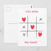 Je hebt mijn hart gewonnen, Valentijn Kaart, Wensk Briefkaart (Voorkant / Achterkant)