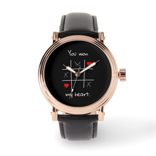 Je hebt mijn hart Tic-Tac-Toe Valentijns gewonnen Horloge (Voorkant)
