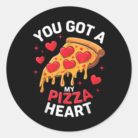 Je hebt mijn Pizza Heart Valentijnsdag Kinder Ronde Sticker (Voorkant)