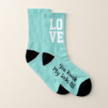 Je hebt m'n sokken van de Groom Bridal Party Favor<br><div class="desc">Zeg het met liefde! Het perfecte geschenk om te geven tijdens het repetitieve diner, de bruidegom zal graag deze sokken van je ontvangen. Pas ze aan zoals je kiest, deze sokken zijn beschikbaar in elke kleur, perfect voor je trouwkleuren. Zoek andere leuke ideeën die allemaal deel uitmaken van het collectie...</div>