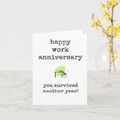 Je hebt nog een jaar overleefd! Werk Jubileum Kaar Kaart (Gele Bloem)