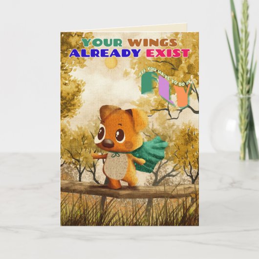 Je hebt vleugels gewoon vliegen kleine hond inspir kaart (Voorkant)