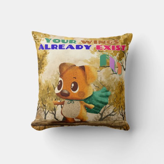 Je hebt vleugels gewoon vliegen kleine hond inspir kussen (Voorkant)