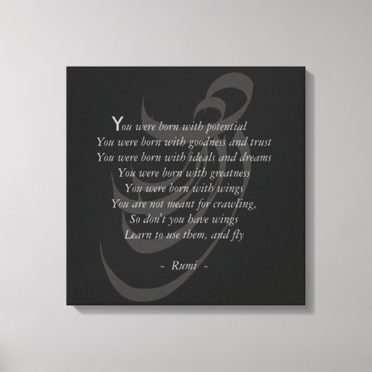 Je hebt vleugels Rumi wijsheid Canvas Afdruk (Voorkant)