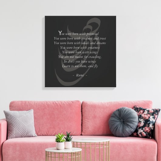 Je hebt vleugels Rumi wijsheid Canvas Afdruk (Insitu (Woonkamer))